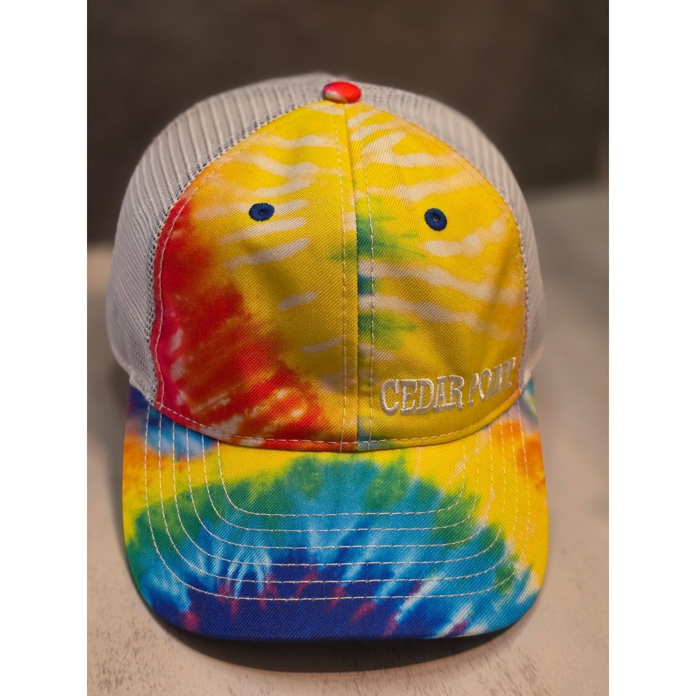 Jacobson Hat Cedar Point Tie Dye Mesh Trucker Hat Mens Adjustable Multi Color